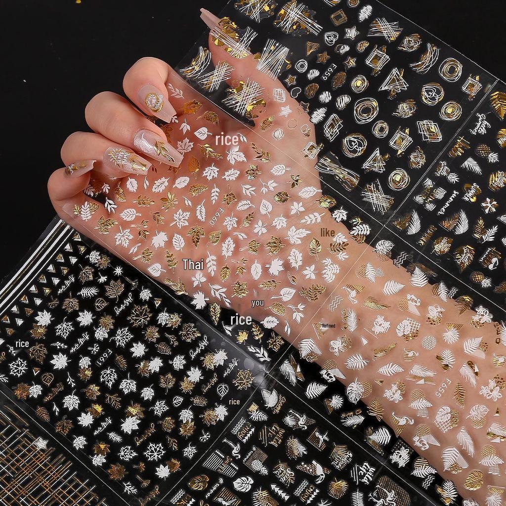 Gold 3D Self-Adhesive Full Cover Nail Stickers for Kids - Wearable Manicure Decals