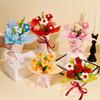 Crochet Puffs Rose Bouquet Finished Product Handmade Artificial Flower Decorations Valentine Mother Day Festival Souvenirs Gifts