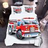 Feuerwehrauto Bettwäsche-Set, Rotes Feuerwehrauto Bettwäsche-Set 2tlg., Feuerwehrauto Deckenbezug für Kinder Jungen Mädchen Zimmerdekoration