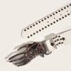 American Punk Skull Rivet Belt Skeleton PU Leather Waistbands Fashion Love Hand Palm Belt  Daily