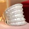 Luxury Inlaid White CZ Women's Ring Elegant CopperColor Geometry Daily Wear Party Jewelry Anniversary Gift