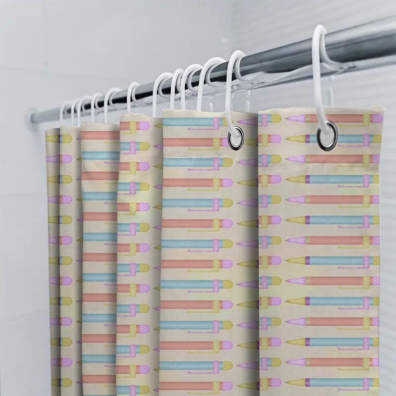 Bath Mat Decor: Creative Pattern Printing Shower Curtains For Bathroom, Waterproof Fabric In Pastel Colors 72 X 78 Inches (180X2