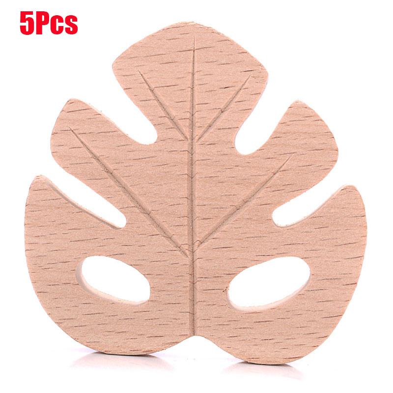 5Pcs Baby Animal Beech Wood Teething Rodent Flowers Clouds Tiny Rod Wooden Teether For Baby Pacifier Chain Pendant Chew Toys