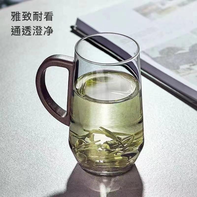 High Borosilicate Heat-resistant Glass Japanese-style High-value Walnut Handle Tea Cup Household High-temperature-resistant Cup