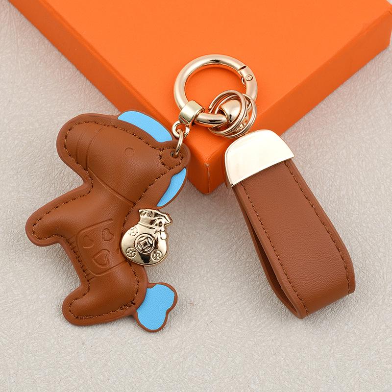 Instant Wealth Leather Keychain: Cartoon Pony Bag Charm & Couple Car Pendant - New Year Gift