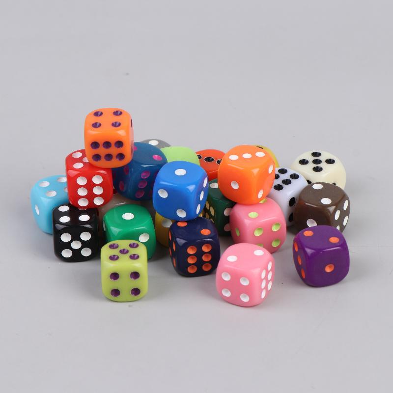 10Pcs Colorful Dice Acrylic Round Corner Cubes Dot Drinking Game Dice Accessories