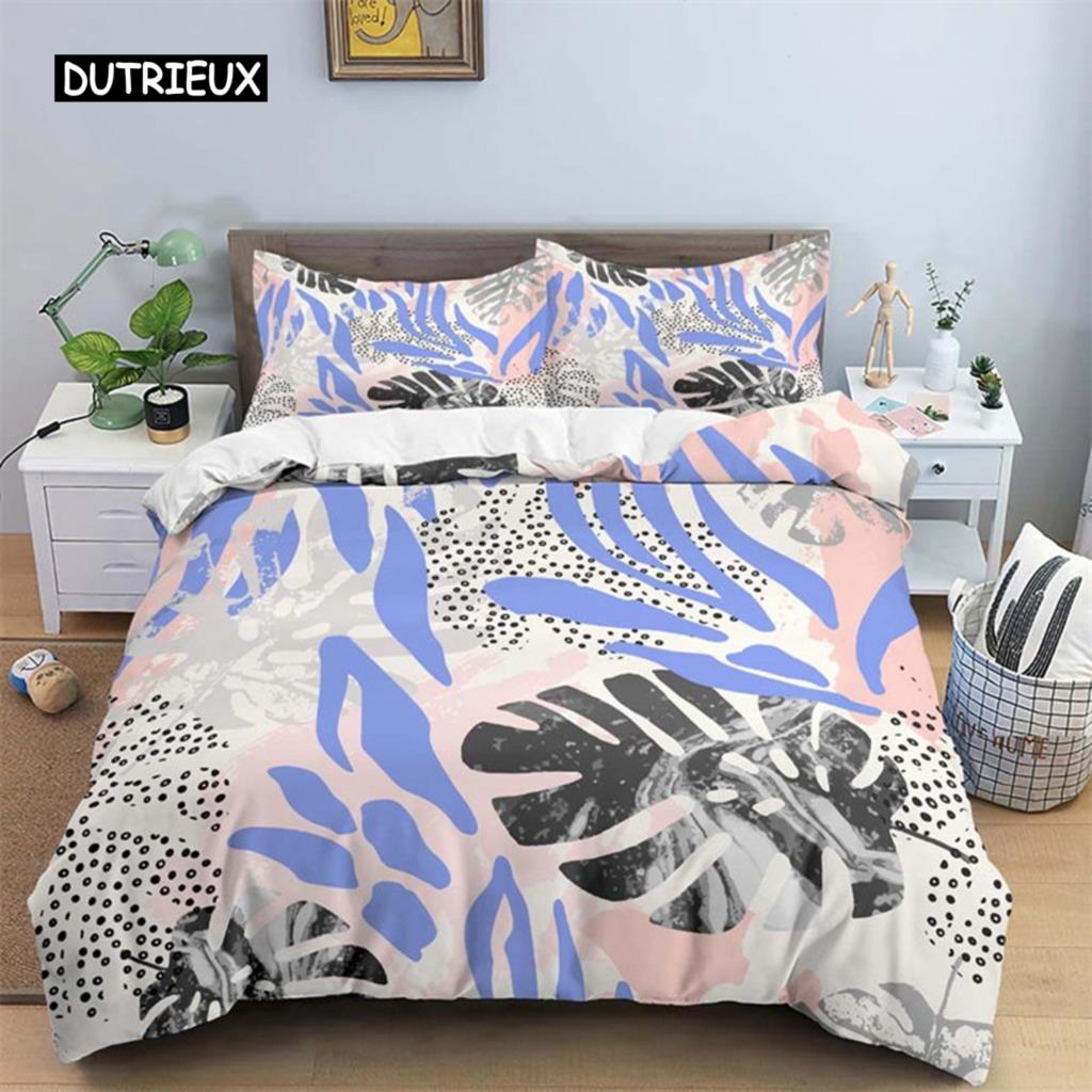 Bohemian 3D Floral Leaves Duvet Cover Microfiber Abstract Geometric Pattern Bedding Set King Full Queen For Boy Teen Adult Decor