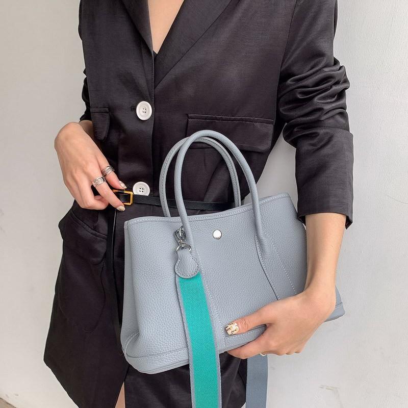 Layer Lychee Pattern Cowhide Garden Bag Fashionable Simple Large-capacity Portable Single-shoulder Diagonal Leather