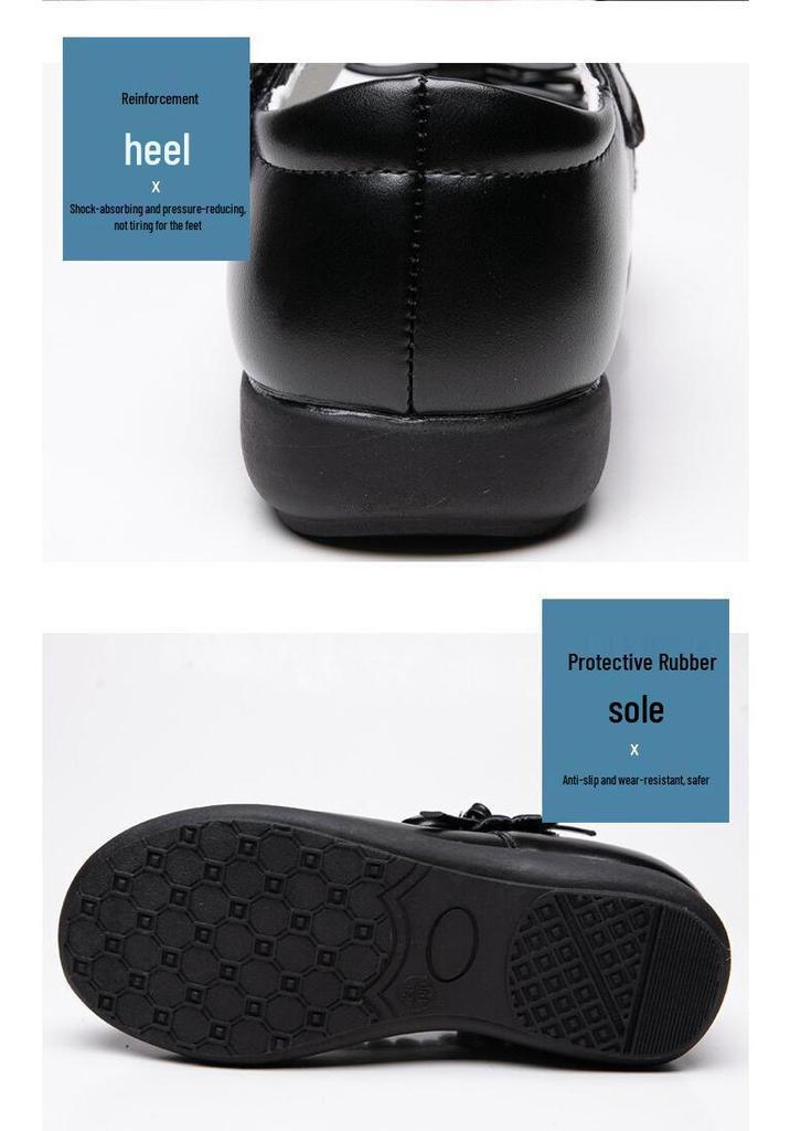Black Genuine Leather Children's Performance Shoes - Little Princess Campus Style
