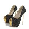Eilyken Peep Toe Thin Heels Design Glitter Sexy Pumps Women Wedding Femme Female Shoes Platform Zapatos De Mujer