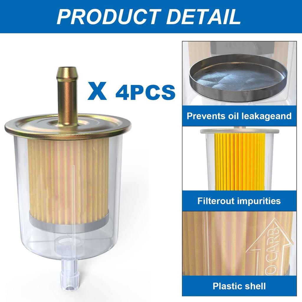 Smseace 4Pcs 5/16 Inch Fuel Filter Inline With 8Pcs Hose Clamps In Line Fuel Filter 5/16 Inch For Motorcycles, Car, Trucks 5/16 Inch Inline Fuel