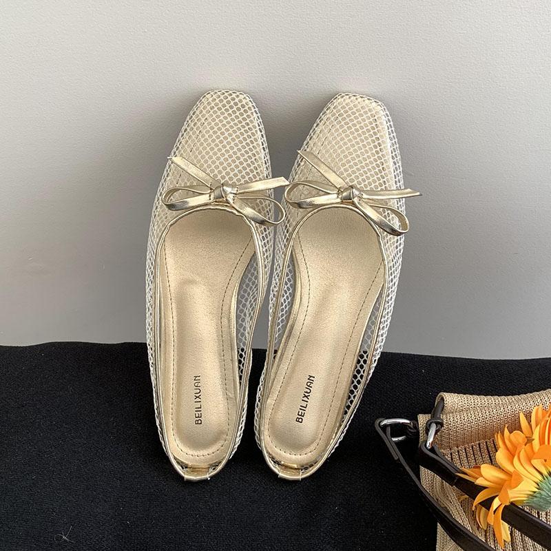 Fashion Summer Beach Female Slides Women Flats Slippers Mules Fashion Butterfly-Knot Footwear Mesh Ladies Flats Slippers Sandals Shoes