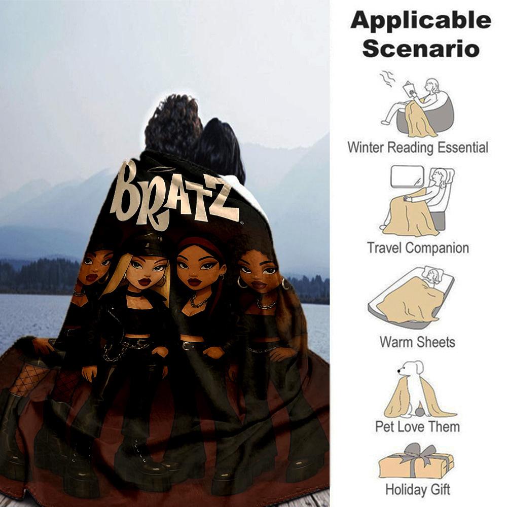 1 Stück Bratz Mode Weiche Warme Überwurfdecke Nickerchen-Decke für Couch Sofa Büro Bett Camping Reise,Bequem