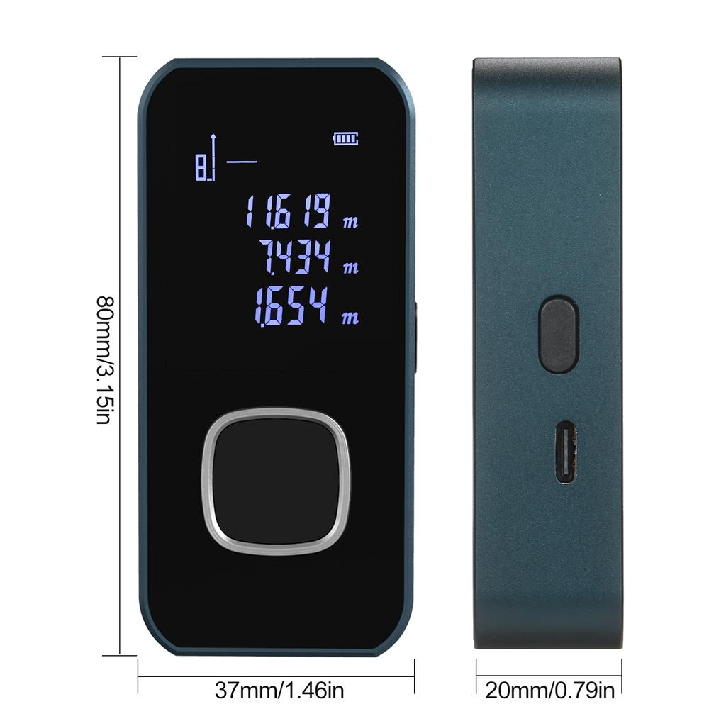 196ftCelsius60m     Measure Digital   Distance Met    Measurement Tool Range Find  with Backlit LCD Electronic Angle Sensor Measure A