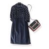 French Style Thin Cotton Contrast Color Polka Dot Elegant Dress