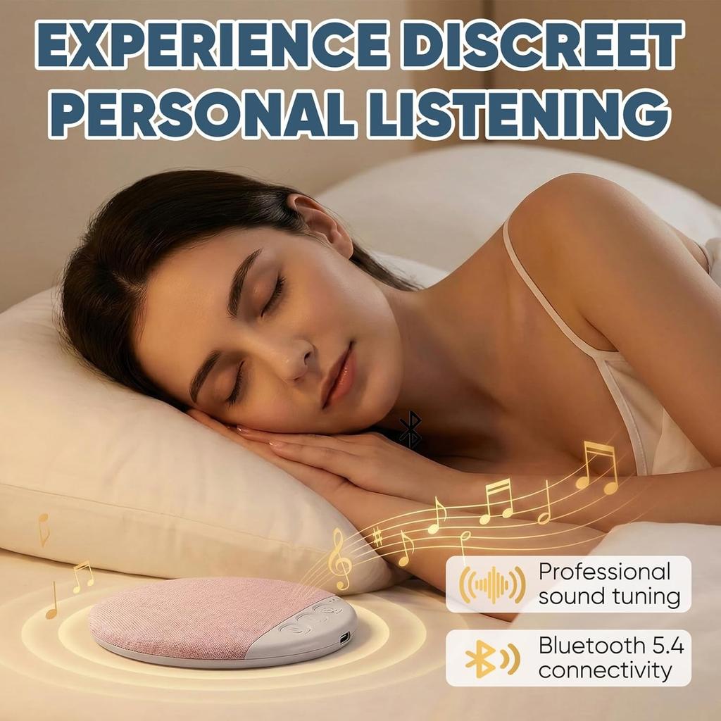 Sleep Pillow Speaker, Bluetooth Pillow Speaker with White Noise Timer Wireless Sleep Aid with Stereo Bass Private Sleep Headphones for Adult Kids