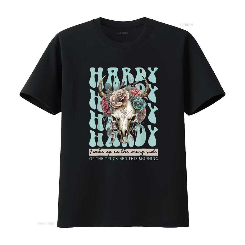 Womens Funny Hardy I Woke Up On The Wrong Side Of Truck Bed T Shirt Black vintage Washed Soft Unisex Stylish graphic Versatile
