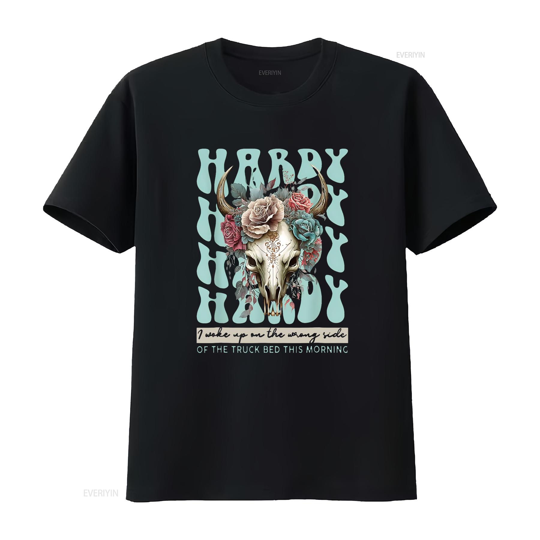

Womens Funny Hardy I Woke Up On The Wrong Side Of Truck Bed T Shirt Black vintage Washed Soft Unisex Stylish graphic Versatile 4XL