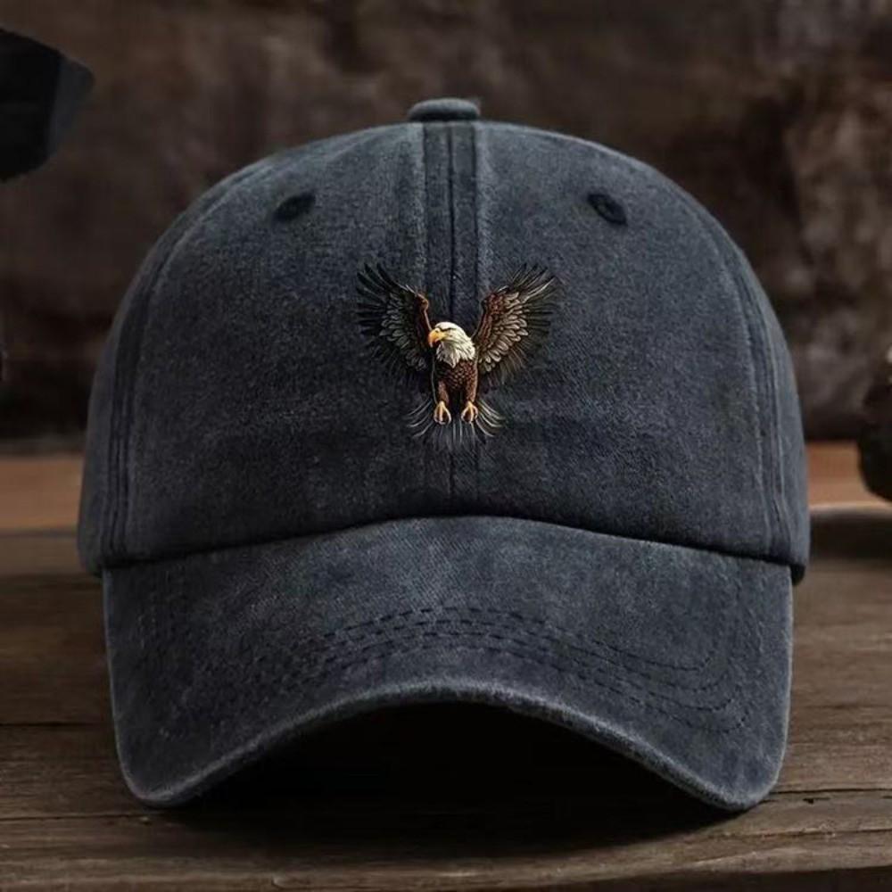 Gewaschene Baumwolle Adlerflügel Print Baseballkappe Schirm Verblasste Baseballmützen Verstellbar Outdoor Freizeit Schirmmütze