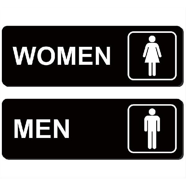 Restroom Sign – Commercial Restroom Sign (2-Pack) – Made From Premium Durable Frosted Acrylic Material, Super Strong Self-Adhesive, Quick And