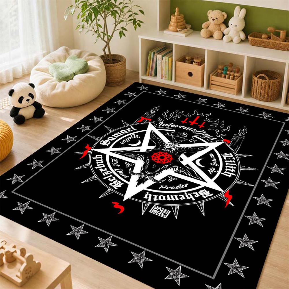 Dark Occult Pentagram Ritual Theme Indoor Rug Allseason Carpet For Bedroom Study Home Decor Halloween Gift