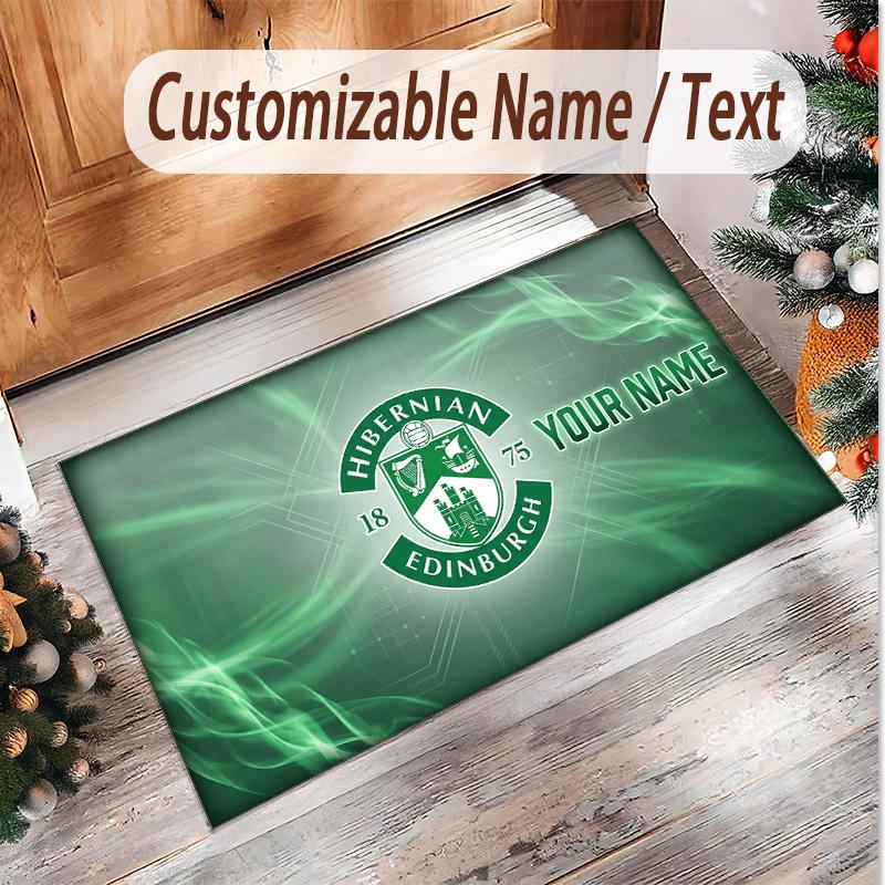 Personalized Crystal Velvet Carpet Hibernian FC Pattern Non Slip Floor Rug