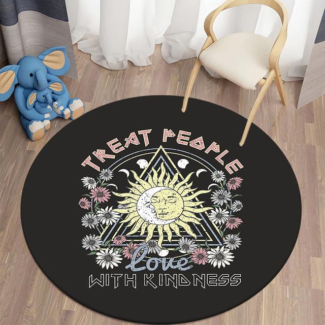 Tappeto Rotondo Stampato Floreale Stampato Kawaii Per Tappeti Soggiorno Tappetini da Picnic da Campeggio Tappeto Antiscivolo Tappetino da Yoga Tappeti Per Camera da Letto