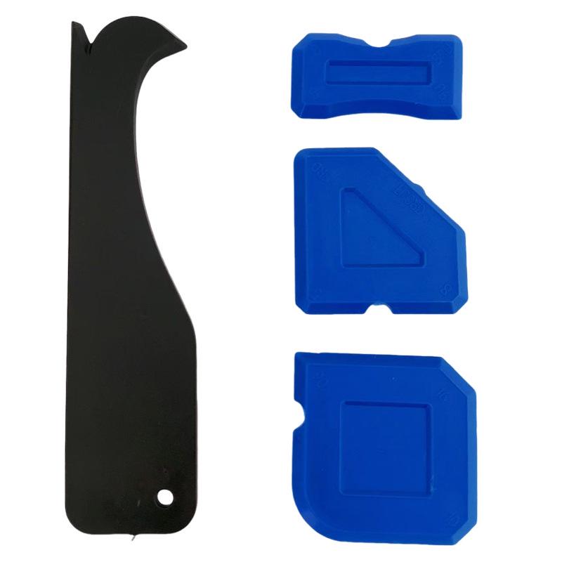 Four-Piece Multi-Functional Silicone Scraper Set for Caulking and Grout Removal