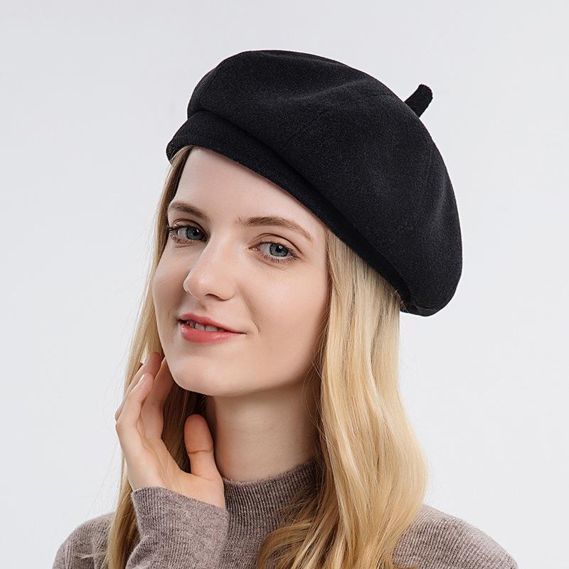 Zimní móda Baret Čepice Pro ženy Teplé Bucket Klobouky Jednobarevné Elegantní Vlněná Čepice Dámská Podzimní Venkovní Panama Čepice Newsboy Čepice