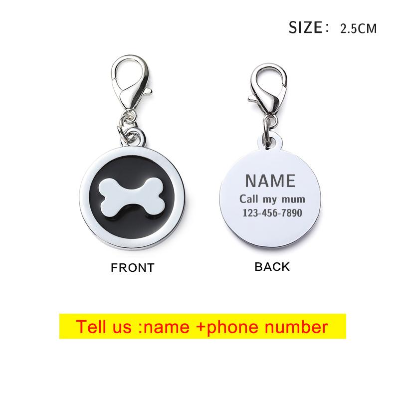 Round Bone Metal Dog Fag Pet Anti-Lost Identity Plate Color Lettering Metal Pendant Tag Pet Collar Accessories Pet Supplies