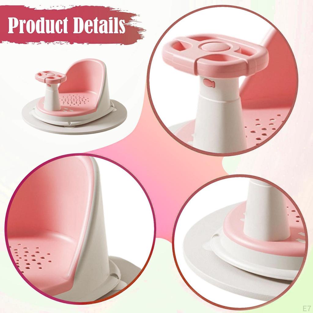 Baby Bath Seat Support Chair Stability with Suction Cups Sit up Bathing khaki