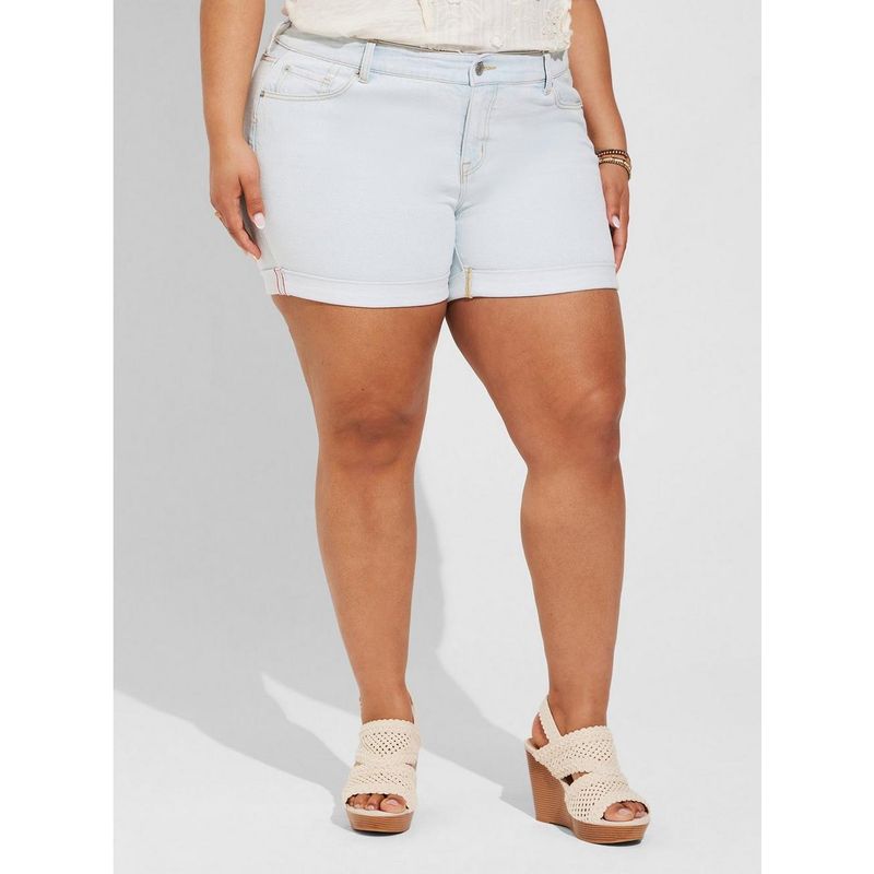 

100.00kg Silm Slim Looking High Waist Stretch Denim Shorts Fat Girl plus Size Pants Feet Curling Light Color Shorts Women s Hot Pants Light blue defects 22