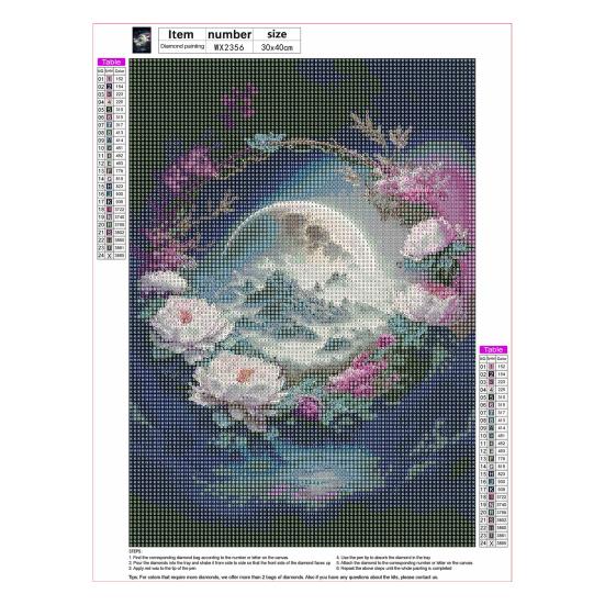 DIY Diamond Painting Kit Romantic Moon Flowers Patterns Stress Relief Confidence Boost Relaxation Diamond Art Craft