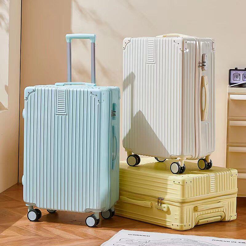 Lightweight 24-Inch Leather Suitcase: Stylish and Spacious Travel Trolley for Female Students