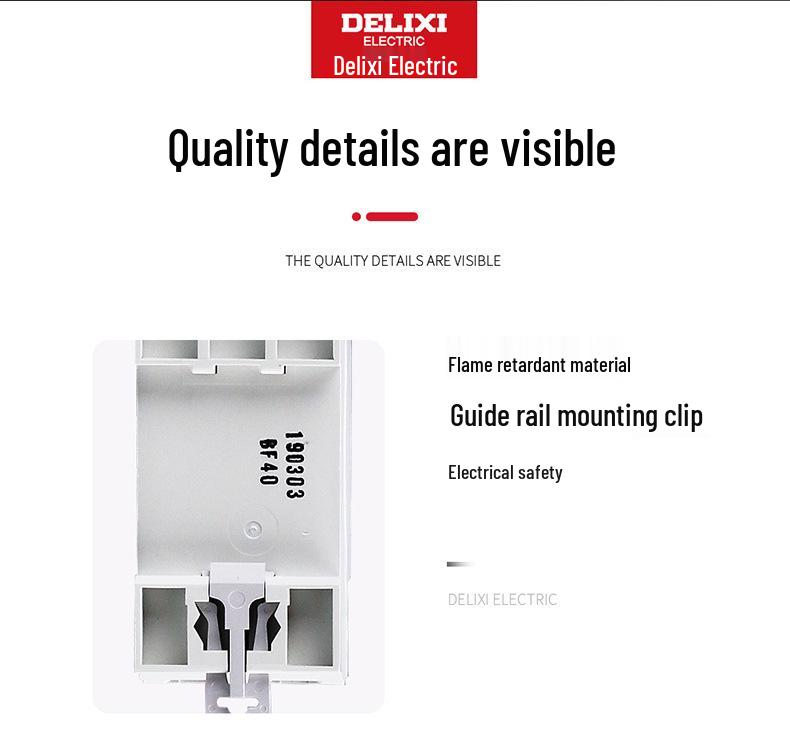 Delixi DZ47sGQF Self-Resetting Household Over/Under Voltage Protector, 2P Single-Phase 1P+N, Top In/Bottom Out, 40A/63A.