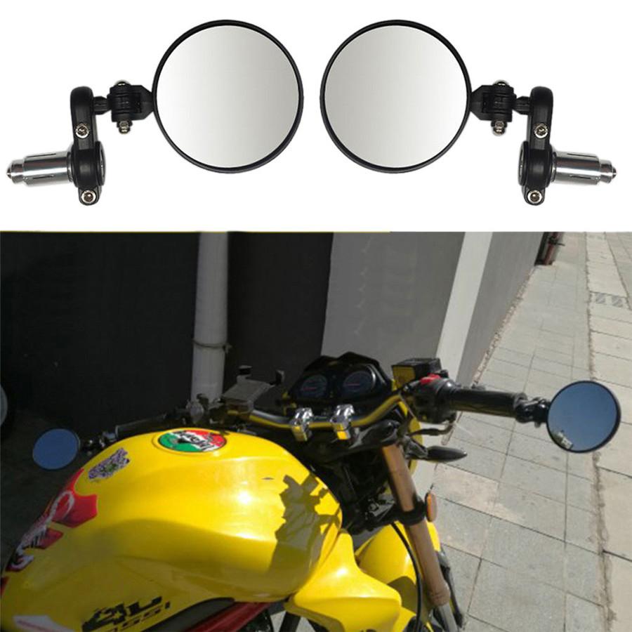 2x Motorcycle Handlebar Mirrors Side Mirrors Foldable Aluminum Alloy w/ Wrench