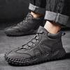 38-46 Fall/ Winter Mens Handmade  Leather  Soft Sock Ankle Boots Autumn Winter Men Boots Men's Ankle Boots Handmade Plush Shoes Casual Shoes