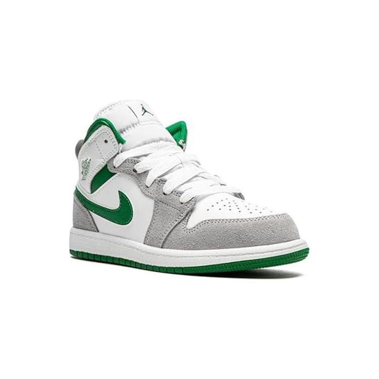 Air Jordan 1 Mid SE PS Szaro-Sosnowo-Zielone Dziecięce Sneakersy Biało-Jasnoszaro-Szare DC7249-103