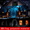 2D flat banner 1PC Large Halloween garage Door Decorative Banner - Ghost Cemetery scene with pumpkin lantern design