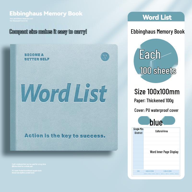 Ebbinghaus Pocket Word Book: Square Leather English Self-Discipline Notebook for Students