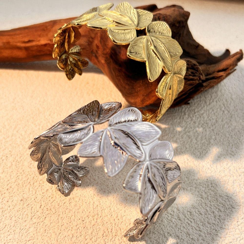 Stainless Steel Flower Bracelet Spliced Flower Cuff Bracelet Charm Bracelet  Female Accessories