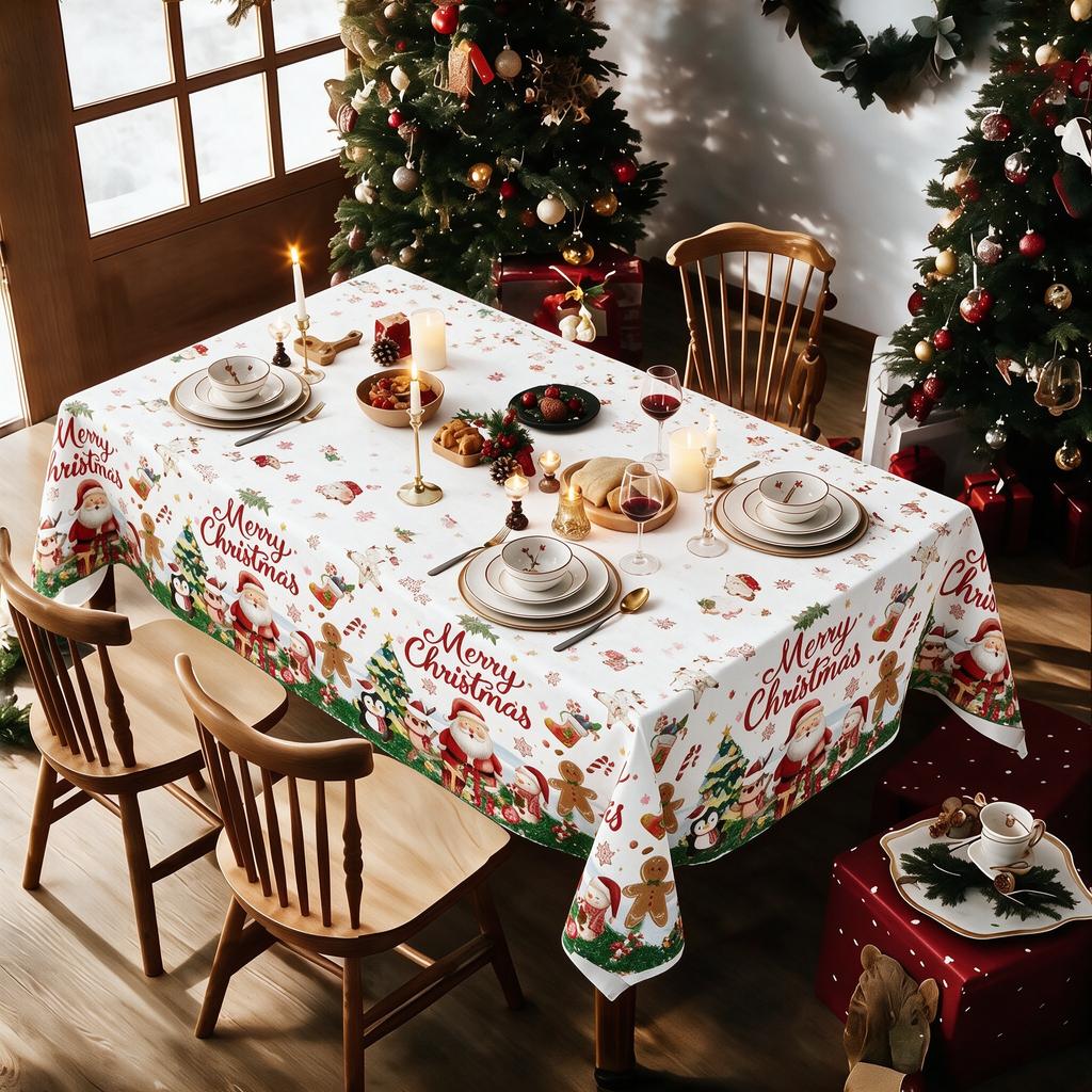 Vibrant Floral Print Waterproof Tablecloth for Dining Room Outdoor Patio Picnic Table Cover
