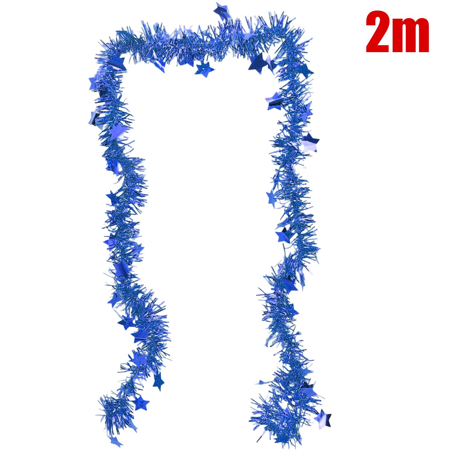 

2/40M Colorful Foil Tinsel Ribbon Christmas Garland Xmas Tree Wrapping Ribbons Ornaments Wedding New Year Party Decor with Star 2M-(1 string)