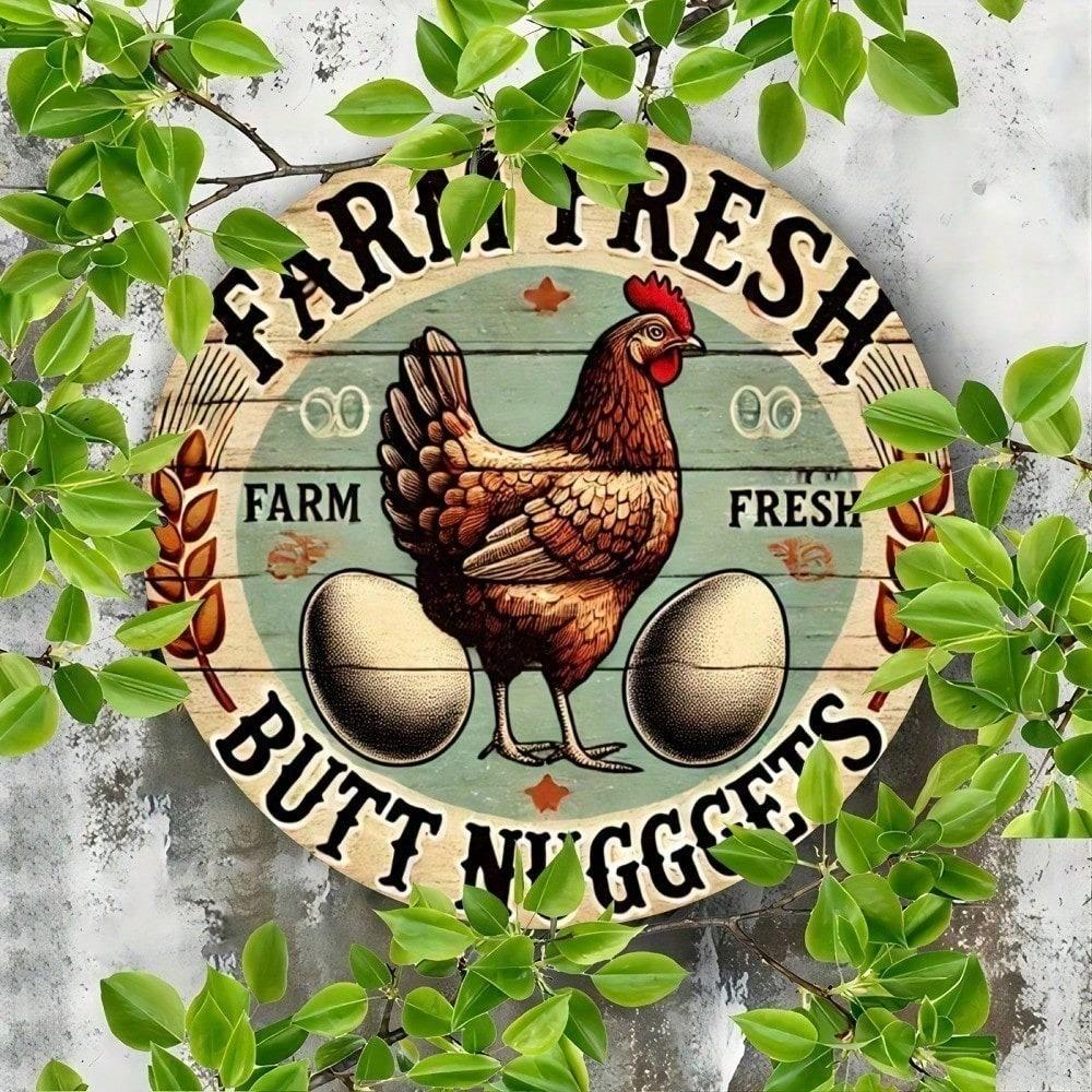 Vintage Farmhouse Metal Sign 8x12 Inches Funny Chicken Coop Decor Rustic Farm Fresh Tin Man Cave Garage Art