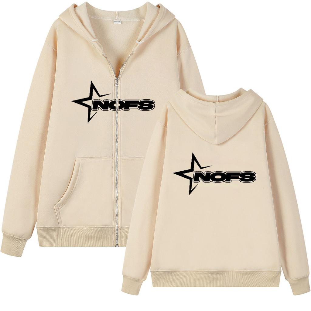 Fashion, trendy brand letter print loose fleece zipper sweater Y2K hip-hop streetwear men's and women's jumper