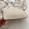 Small Grass Weaving Shoulder Bag With Zipper For Daily Casual Fashion