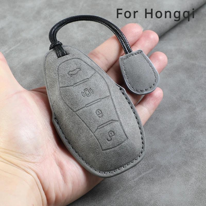Leather Car Key Case Cover Holder Keychain Shell for FAW Hongqi HS5 H5 H6 H9 HS7 H7 L5 HS3 EH7 HQ9 LS7 EQM5 EHS9 S9 SHS7
