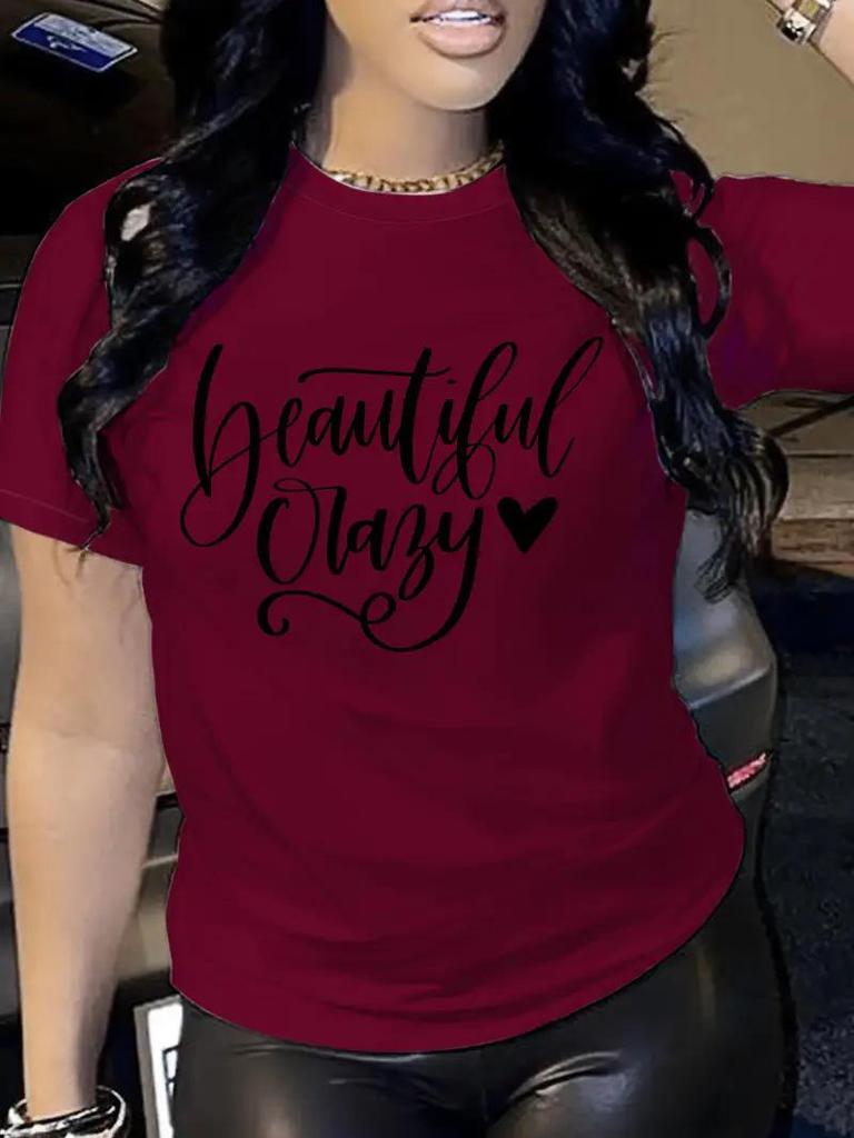 Women's Short-Sleeved Christmas Round Neck Top - Free Cross-Border Shipping