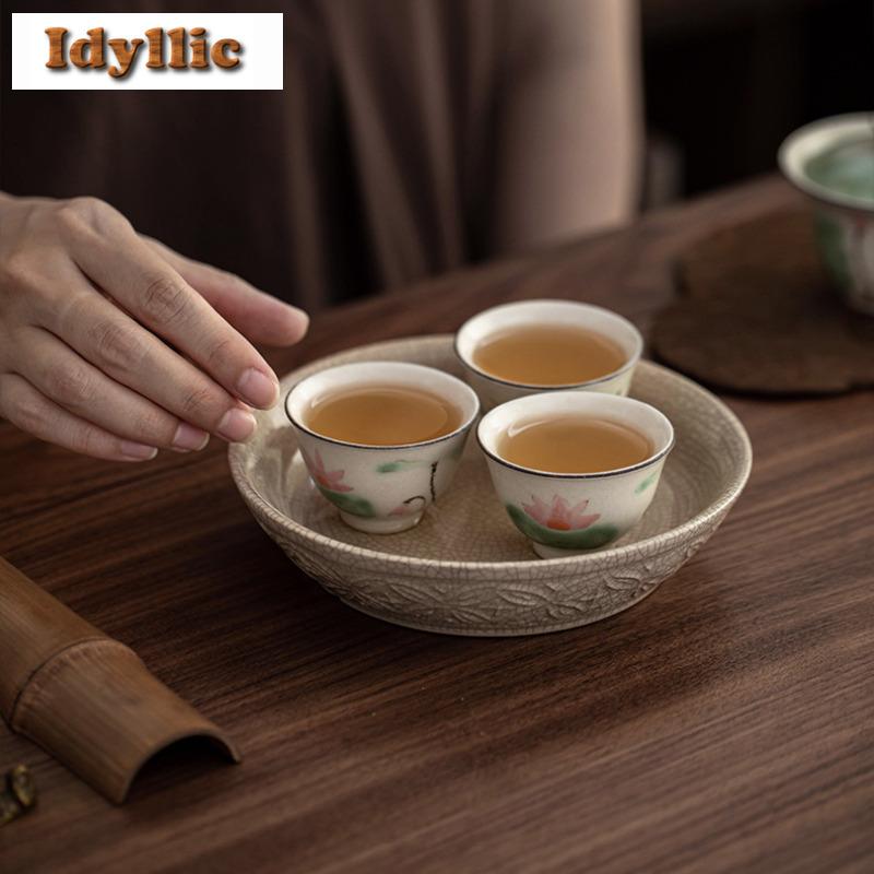 50ml Powder Yin Hand-painted Lotus Teacup Traditional Tea Bowl Jug Tea-tasting Smelling Cup Jianzhan Master Cups Teaware Craft