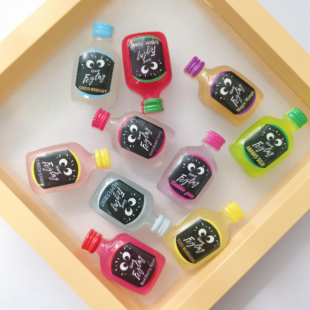 100PCS Simulated Water Bottle Resin Nail Charms 3D Colorful Beverage Bottle Nail Art Decorations for DIY Nails Slime Charms